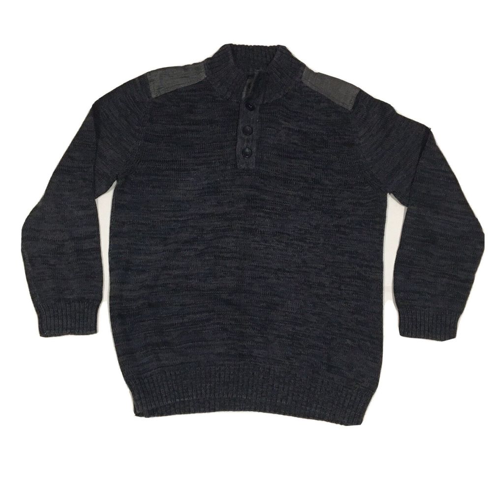 Method Sweater Mens 1/4 Button Long Sleeve Blue Grey Shoulders Size 3XL XXXL